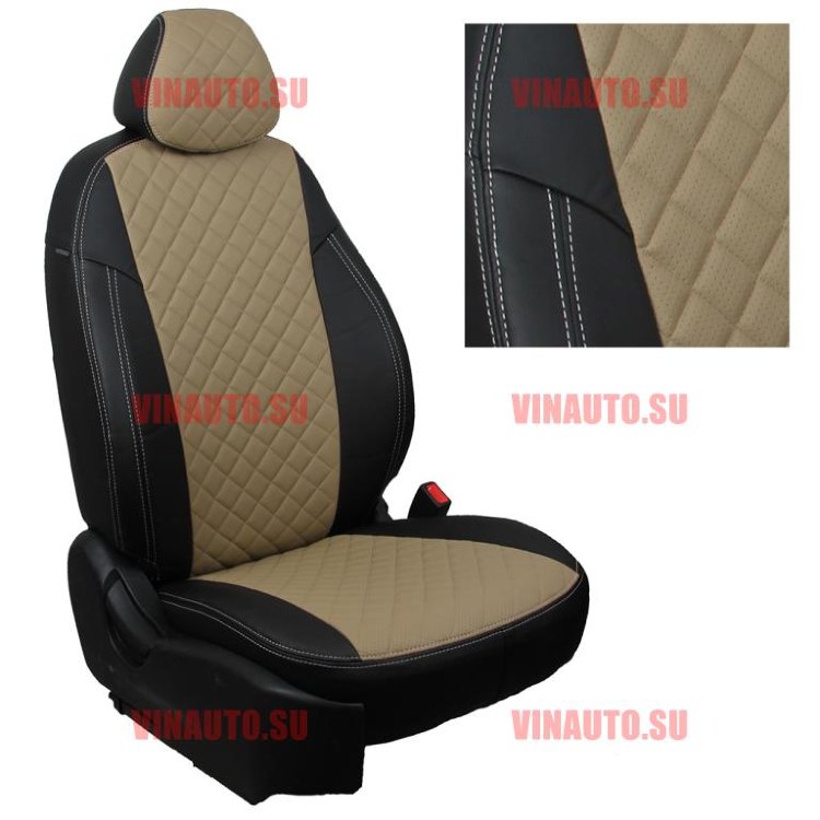 Авточехлы FORD-Kuga 2 с 2012- (Ромб) чер+тем.беж Авточехлы FORD-Kuga 2 с 2012- (Ромб) чер+тем.беж