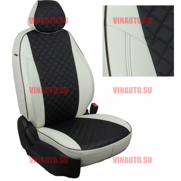 Авточехлы NISSAN-Qashqai с 2014- (Ромб) бел+чер Авточехлы NISSAN-Qashqai с 2014- (Ромб) бел+чер