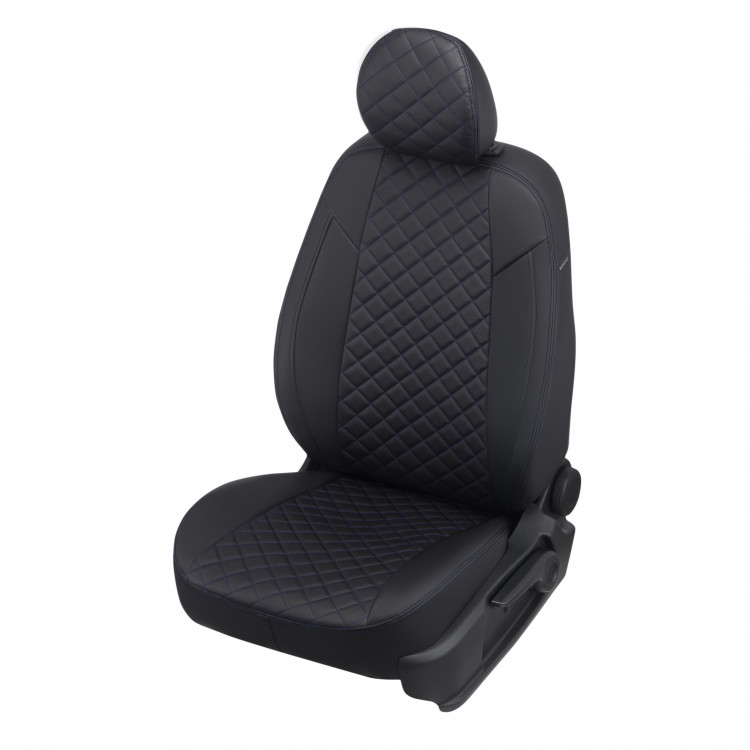 Авточехлы HAVAL F7/F7X с 2019- (Ромб) чер+синяя строчка