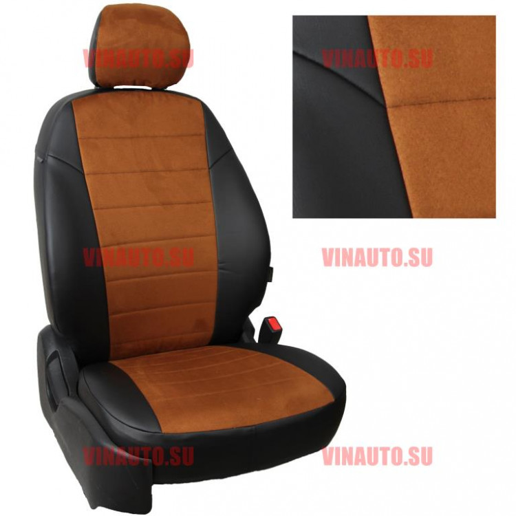 Авточехлы ВАЗ-Granta Sd/HB/Kalina Cross/Datsun on-Do деленная 40\60 (Алькантара) чер+коричн